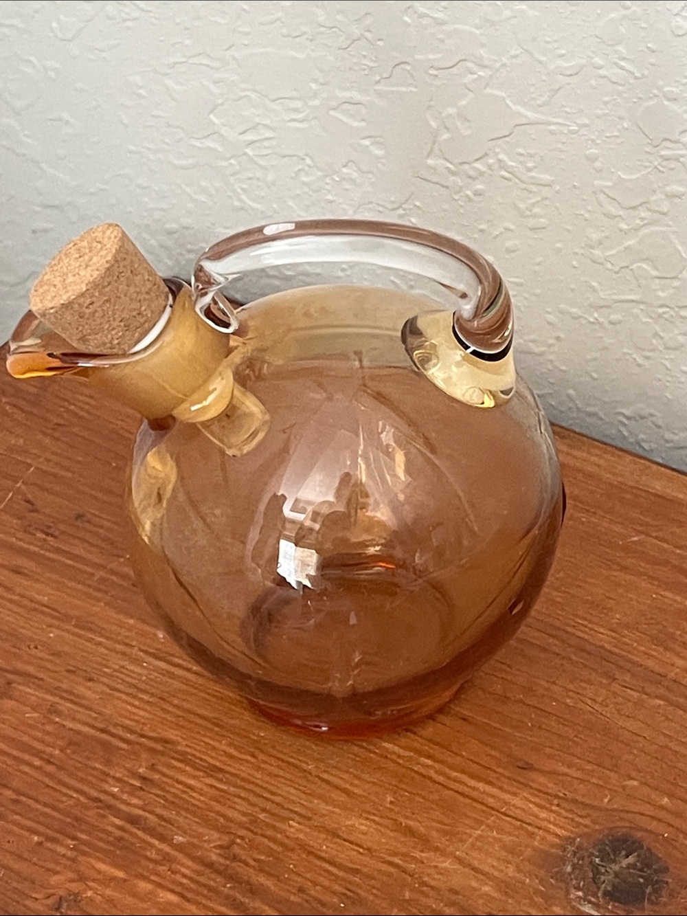Cambridge Vintage Amber Glass Oil Cruet with Cork Stopper